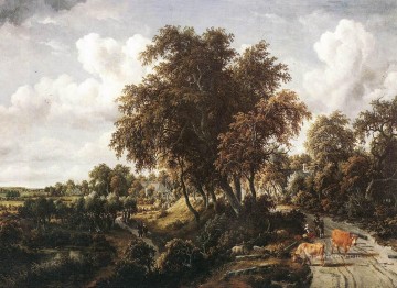 Road on a Dyke landscape Meindert Hobbema Oil Paintings